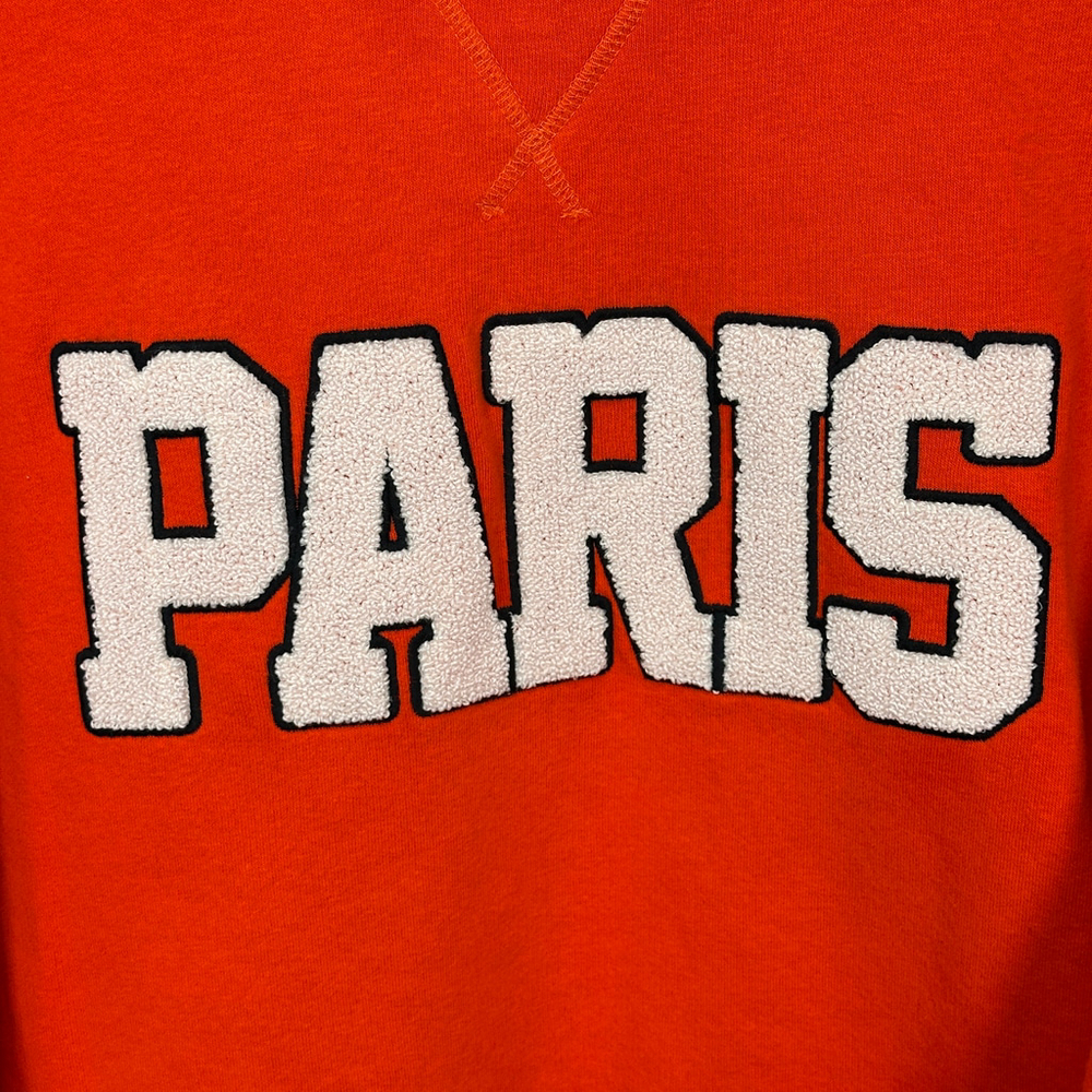 H&M Orange Red PARIS Crew neck‎ Sweater Small - Picture 3 of 6